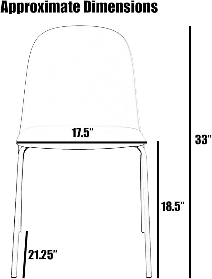 2xhome Modern Stackable Armless Dining Chair | Plastic Shell Seat - Image 3