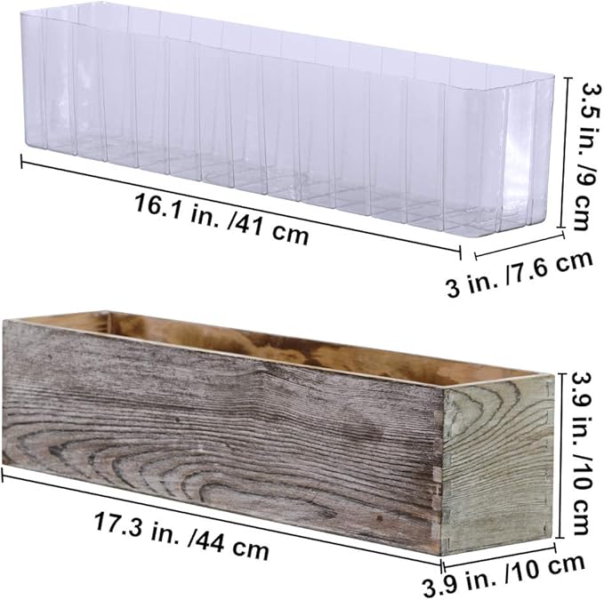 1 Pcs Wood Planter Rectangle Whitewashed Rectangular Decorative Wooden Box - Image 2