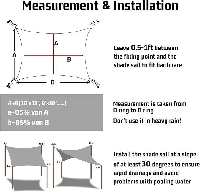 LOVE STORY Rectangle 10'x12' Waterproof Sun Shade Sail Canopy UV Block - Image 2