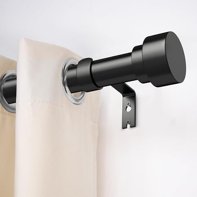 2 Pack Curtain Rods for Windows 28 to 48, 1 Inch Adjustable Black Heavy Duty - Image 2