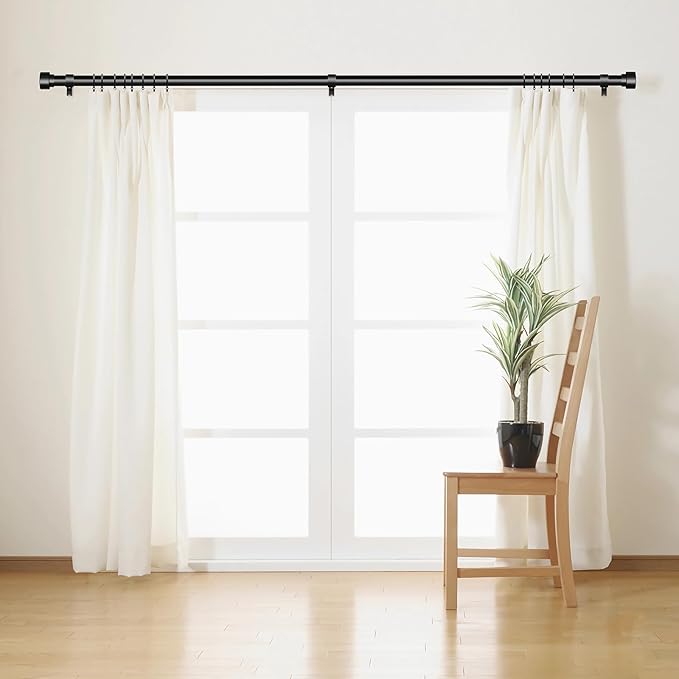 Time Forest Black Curtain Rods for Windows 32 to 150 Inch, 1 Inch Diameter - Image 3