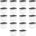 Sterilite 18-Pack Plastic Storage Bins w/ Lids, Shelf Totes Clear Containers by Sterilite