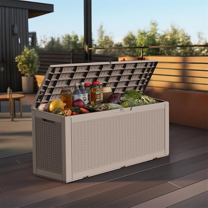 120 Gallon Outdoor Deck Box, Lockable Waterproof Outdoor Storage Boxes - Image 7
