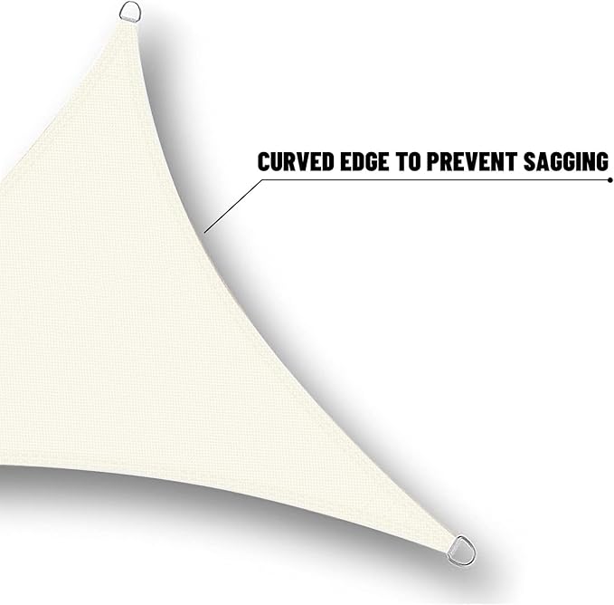 SUNNY GUARD Waterproof Sun Shade Sail 8'x9'x12' Cream Right Triangle UV Block - Image 5
