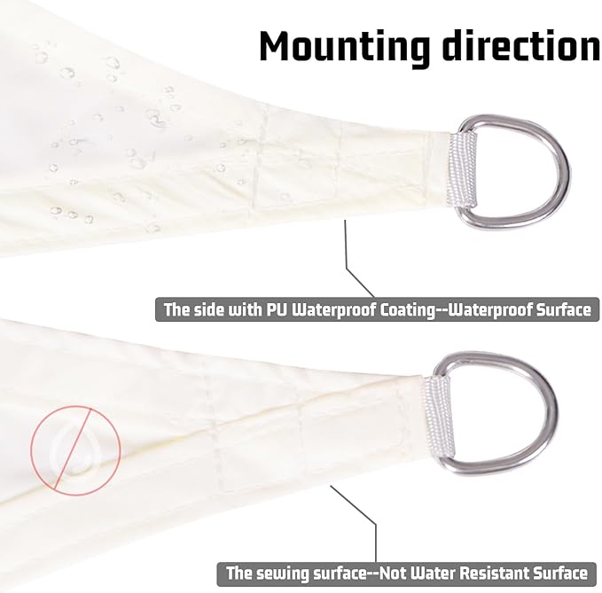 LOVE STORY Right Triangle 16'x16'x22.6' Waterproof Sun Shade Sail Canopy UV - Image 4