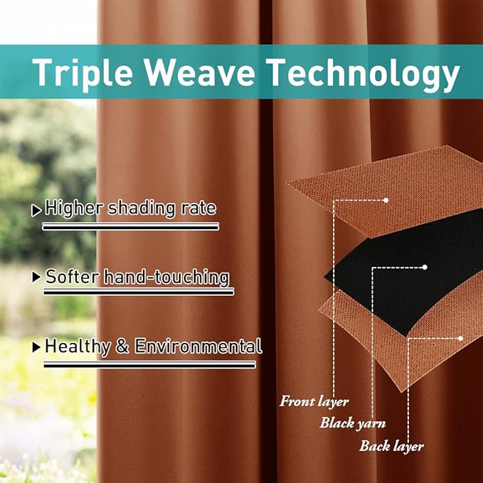 NICETOWN Outdoor Curtain for Patio Windproof, Thermal Insulated Rustproof Steel - Image 4
