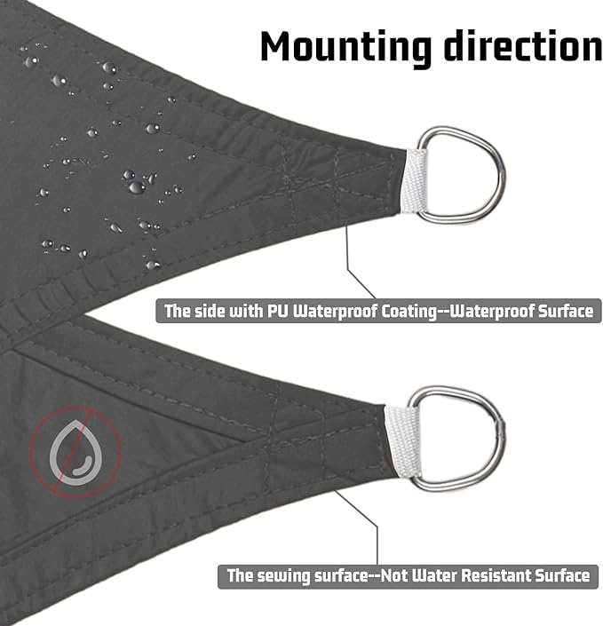 LOVE STORY Right Triangle 12'x12'x17' Waterproof Sun Shade Sail Canopy UV Block - Image 4