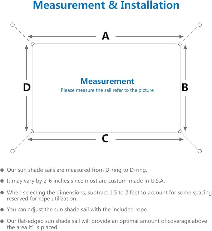 Eden's Decor Straight Flat-Edged Sun Shade Sail Rectangular 9' x 12' Beige - Image 3