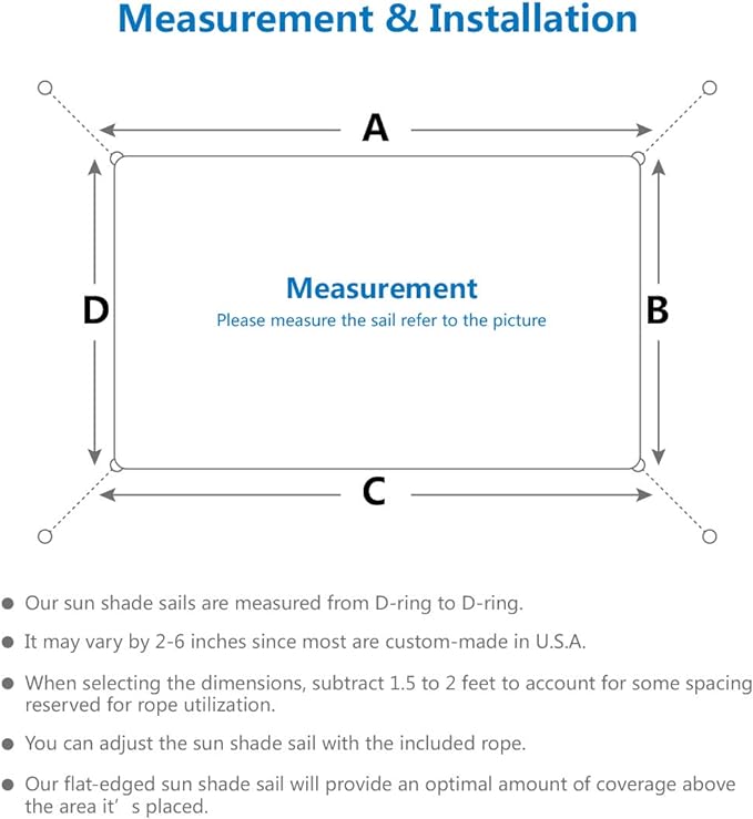 Eden's Decor Straight Flat-Edged Sun Shade Sail Rectangular 11' x 18' Grey - Image 4