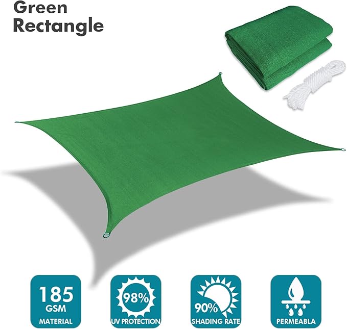 KANAGAWA 7'X7' Dark Green Custom Size Sun Shade Sail Square UV Block Canopy - Image 2