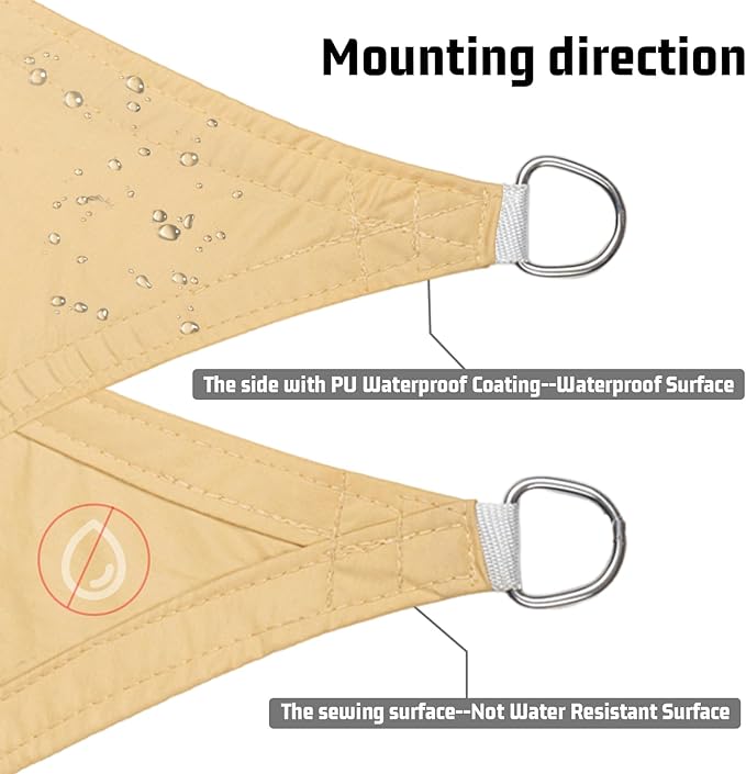 LOVE STORY Right Triangle 8'x15'x17' Waterproof Sun Shade Sail Canopy UV Block - Image 4