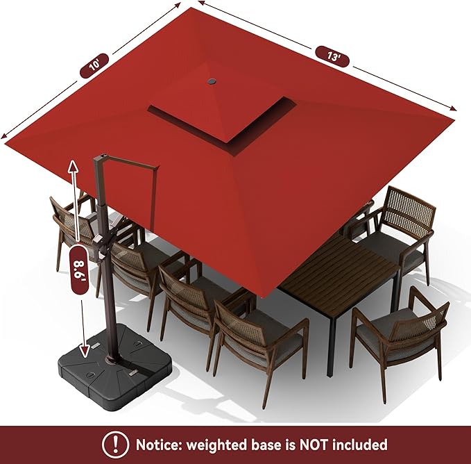 10 X 13 FT Cantilever Outdoor Patio Umbrella - Image 9