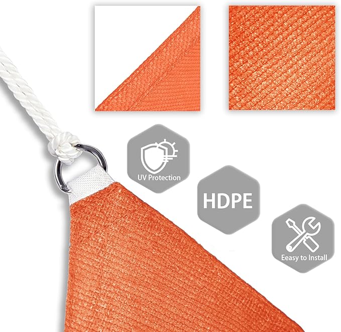 Patio Paradise 9' x 9' x 9' Sun Shade Sail Triangle Canopy Shade Cloth Fabric - Image 3