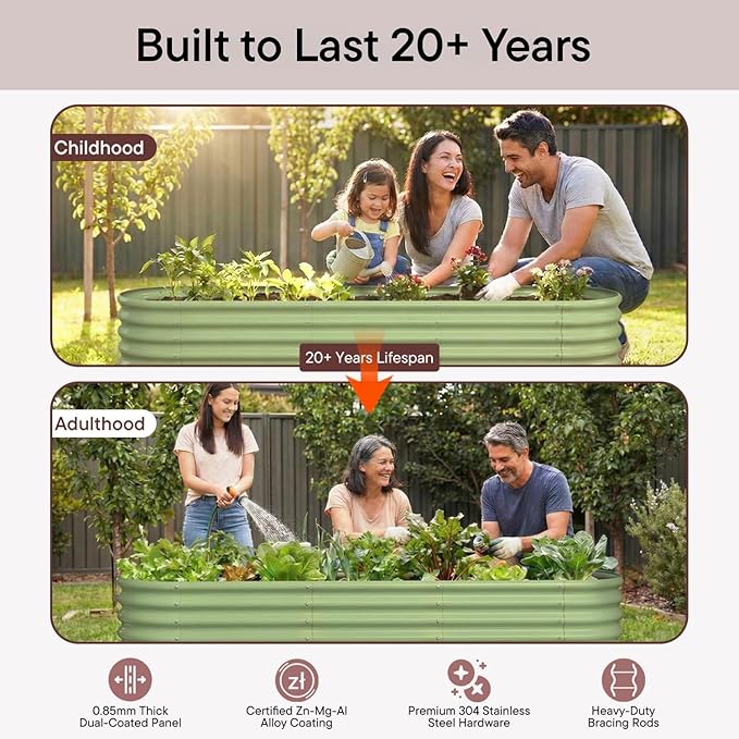 Galvanized Raised Garden Bed 8x4x1.5 ft, Modular Raised Flower Bed - Image 7