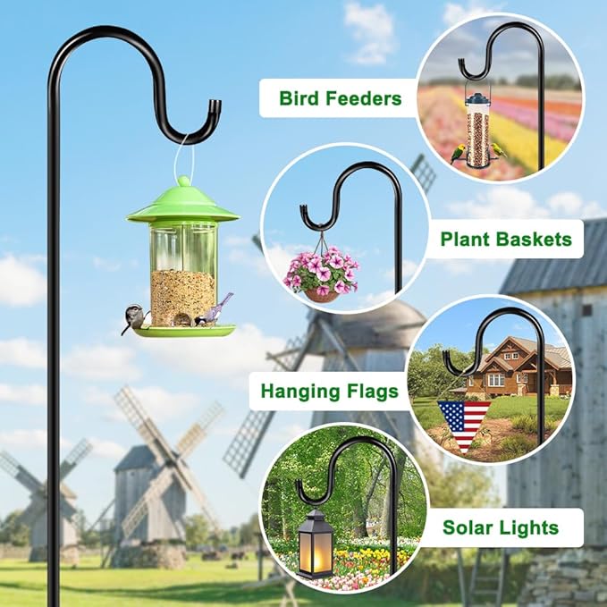 48 Inch Shepherds Hooks for Outdoor, Heavy Duty Bird Feeder Pole - Image 5