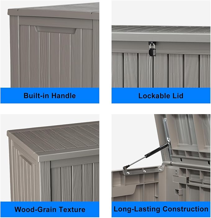 180 Gallon Outdoor Deck Box, Lockable Waterproof Outdoor Storage Boxes - Image 5