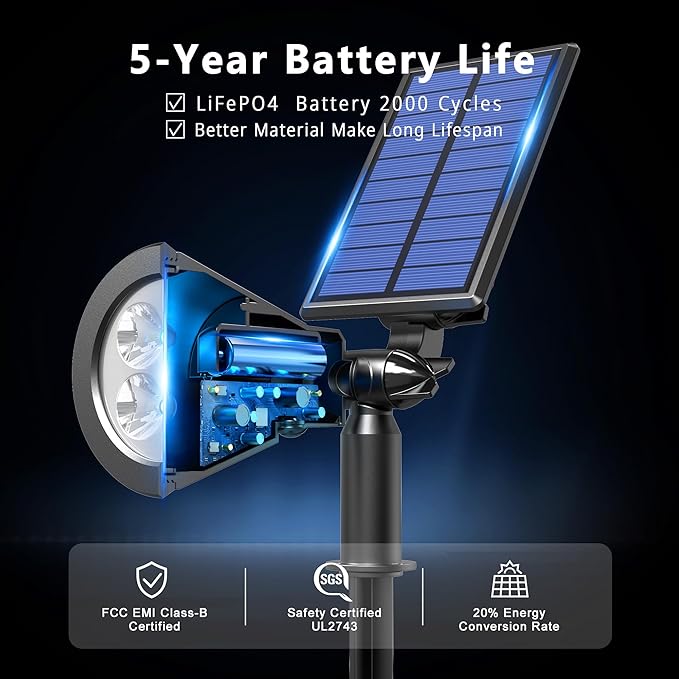 Solar Lights Outdoor Waterproof IP65, 6500K Super Bright LED, 2 Lighting Modes - Image 5