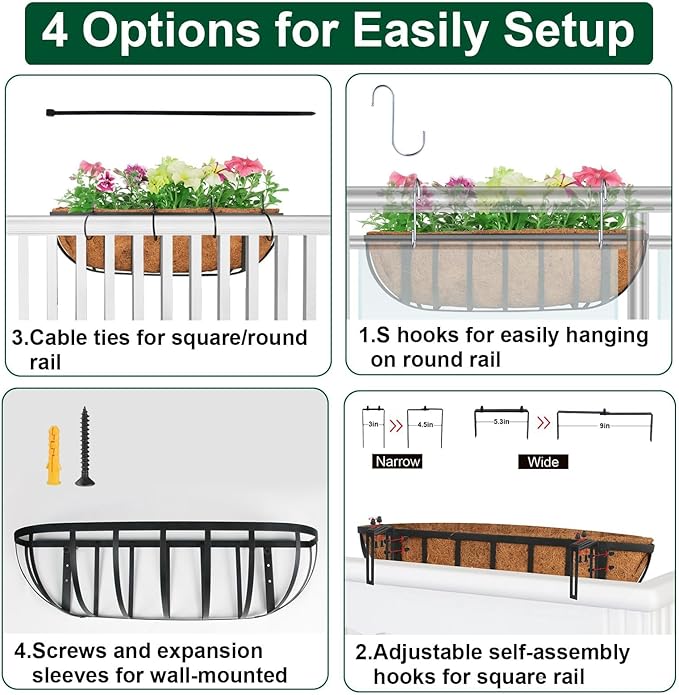 4 Pack 24" Railing Planter Window Box - Image 6