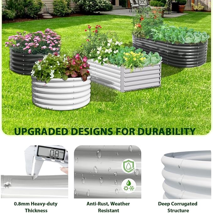 A ANLEOLIFE 2-Set 8X4X2 ft Galvanized Raised Garden Bed Kit, Oval Metal Deep - Image 5