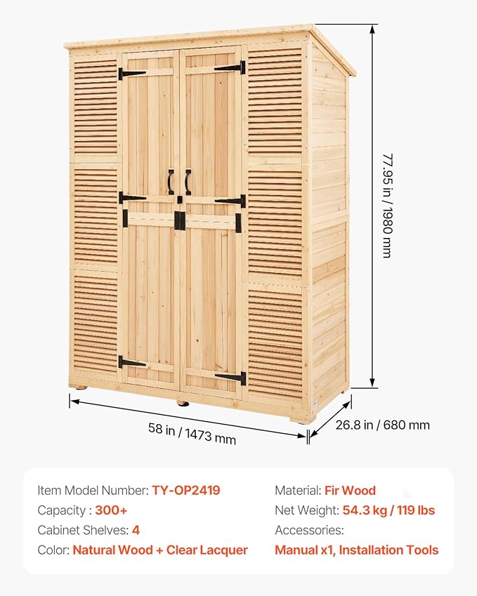 VEVOR Outdoor Storage Shed, Oversize Wooden Outside Storage Cabinet - Image 7