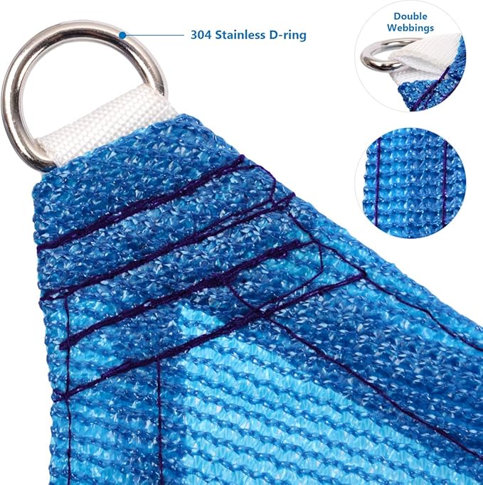 Eden's Decor Straight Flat-Edged Sun Shade Sail Rectangular 4' x 14' Blue - Image 2