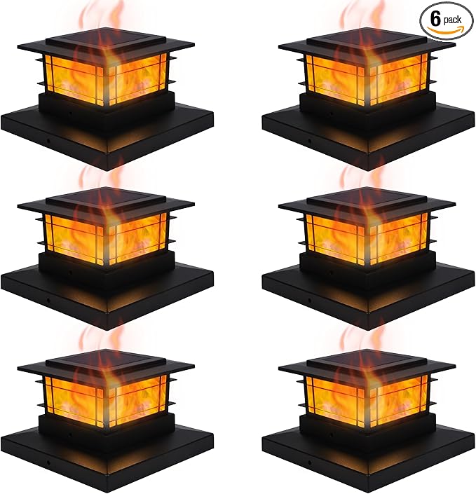 Dynaming 6 Pack Solar Post Cap Lights Outdoor by Dynaming