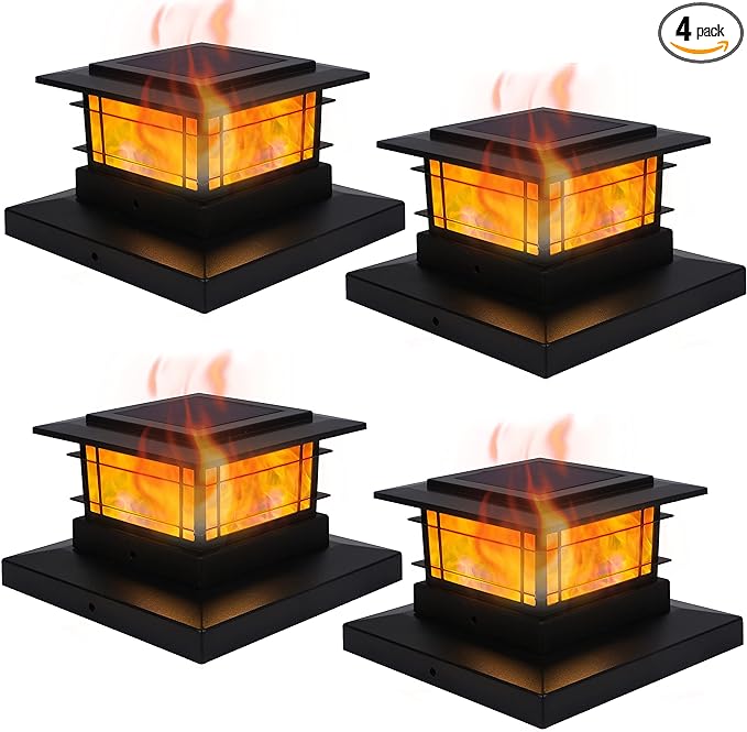Dynaming 4 Pack Solar Post Cap Lights Outdoor by Dynaming