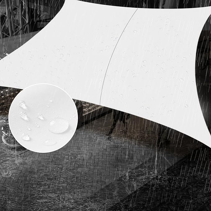 SUNNY GUARD Waterproof Sun Shade Sail 9' x 10' White Rectangle UV Block Sunshade by SUNNYGUARD