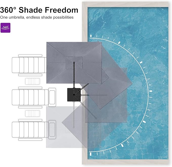 PURPLE LEAF 9' X 11.5' Rectangle Cantilever Umbrella - Image 6