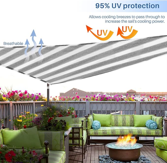E&K Sunrise 18' x 18' x 18' Sun Shade Sail Triangle Canopy Shade Cover UV Block - Image 5