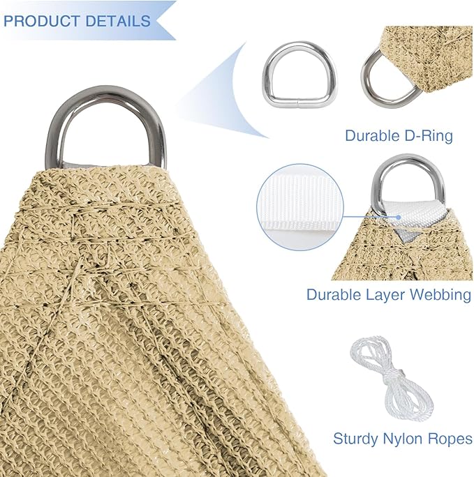E&K Sunrise 6' x 6' x 6' Sun Shade Sail Triangle Canopy Shade Cover UV Block - Image 4