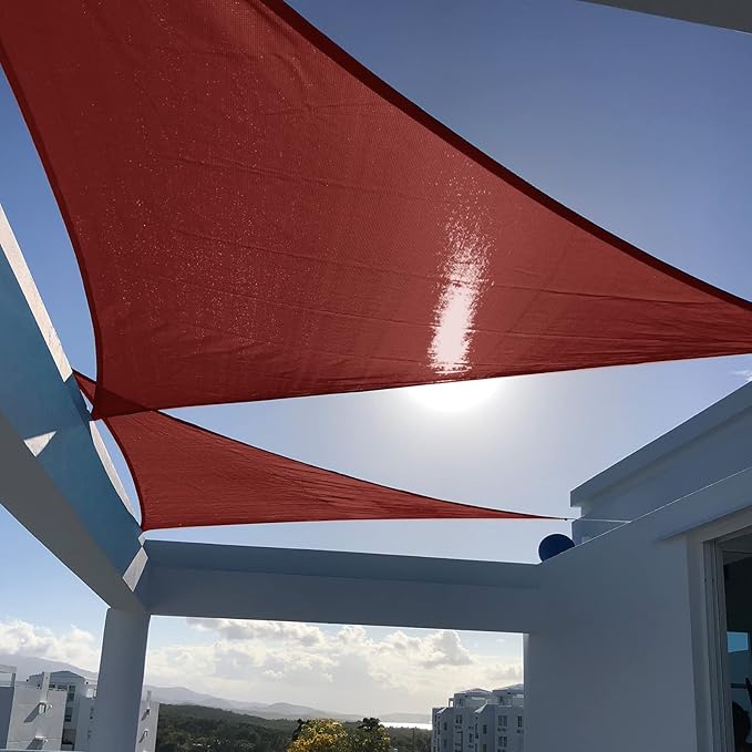 SUNNY GUARD Custom Size 15'x22'x26.6' Triangle Terra Red UV Block Sunshade by SUNNYGUARD