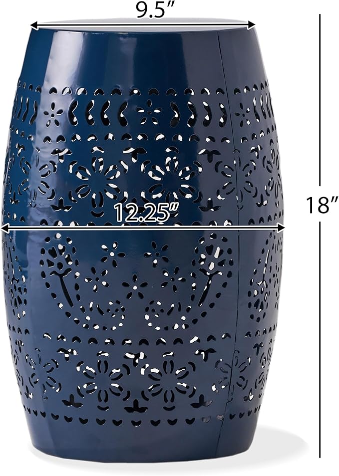 Christopher Knight Home Ruby Outdoor 12" Iron Side Table, Dark Blue - Image 3