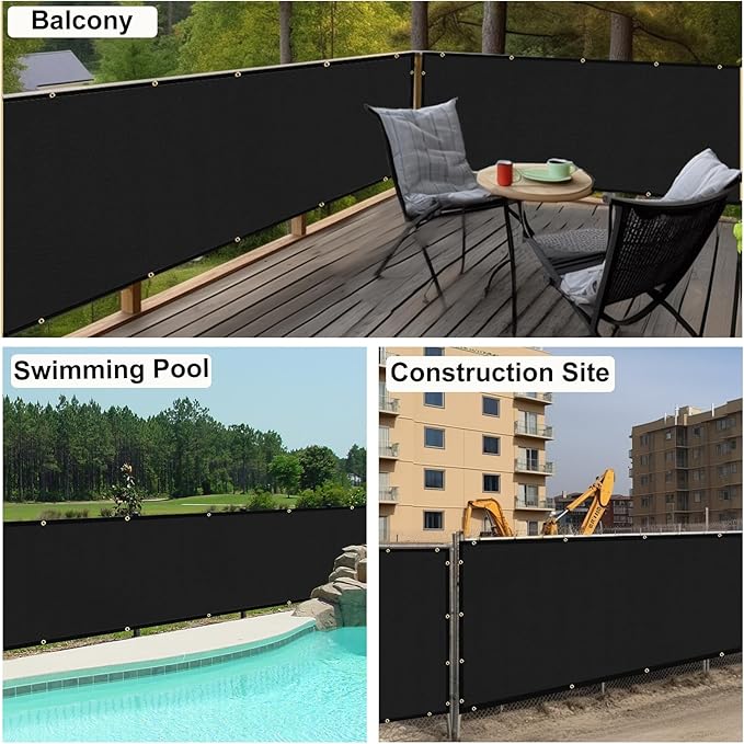 UPGRADE Privacy Fence Screen 4'x19' Black Outdoor 90% Visibility Blockage 170 - Image 8