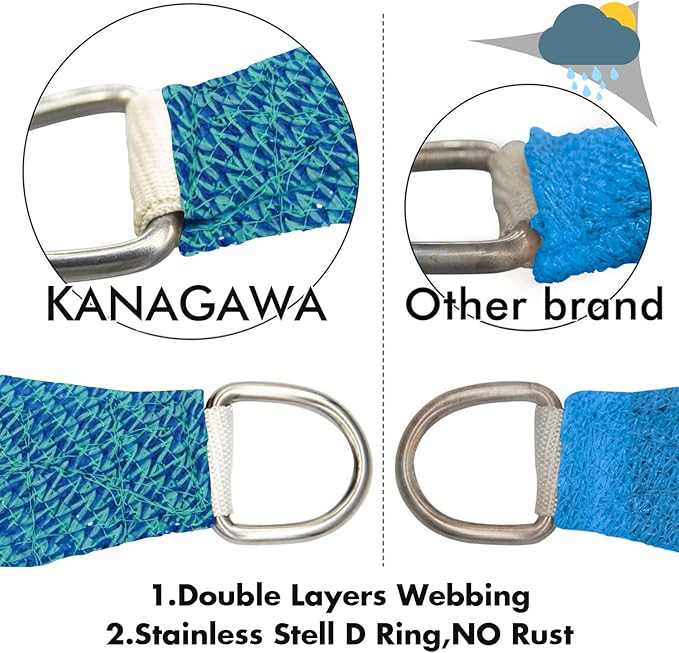 KANAGAWA 7'X12' Turquoise Mix Custom Size Sun Shade Sail Rectangle UV Block - Image 5