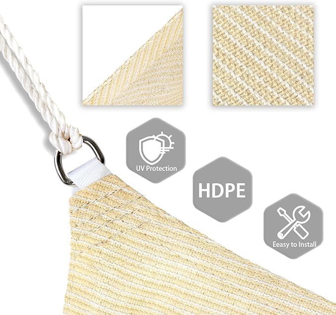 Patio Paradise 24' x 24' x 23'10" Sun Shade Sail Triangle Canopy, Permeable - Image 3