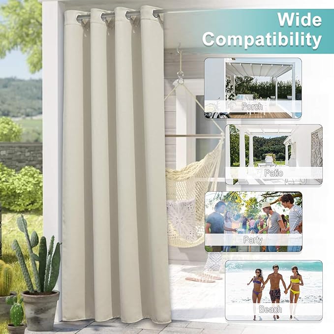 NICETOWN Outdoor Patio Curtain 84 inch Long, Privacy Protection Drape - Image 7