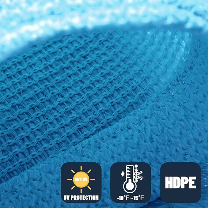 SUNNY GUARD Custom Size 12'x25' Rectangle Turquoise Blue UV Block Sunshade - Image 4
