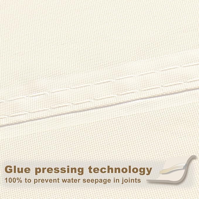 SUNNY GUARD Waterproof Sun Shade Sail 4' x 4' Cream Rectangle UV Block Sunshade - Image 3