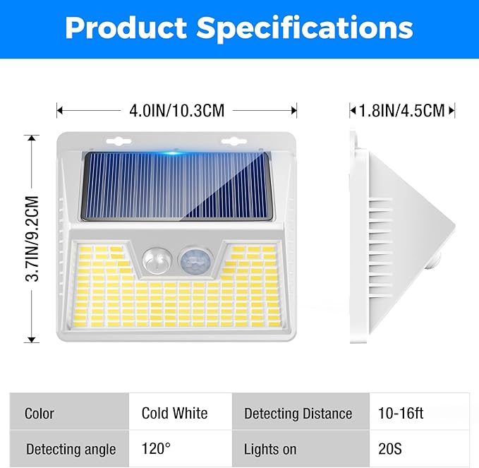 Peasur Solar Lights Outdoor Waterproof, Solar Powered Fence Wall Light - Image 6