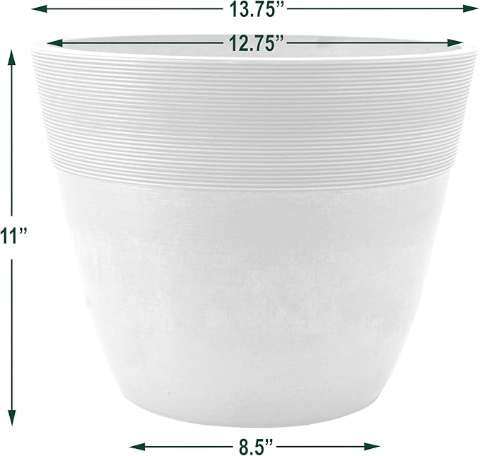 PSW Pot Collection FM35TP 14-inch Plastic/Stone/Wood Composite Large Ribbed - Image 4