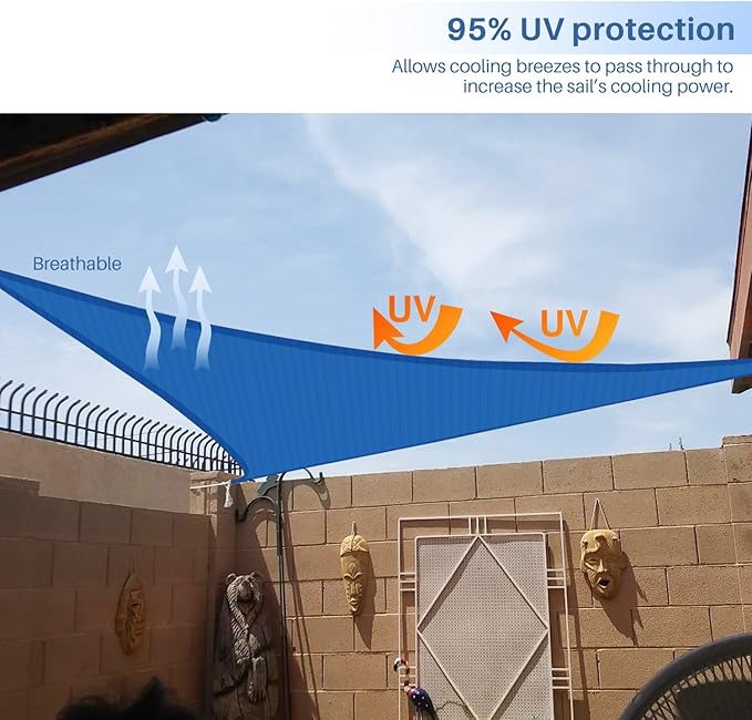 E&K Sunrise 12' x 12' x 12' Sun Shade Sail Triangle Canopy Shade Cover UV Block - Image 5