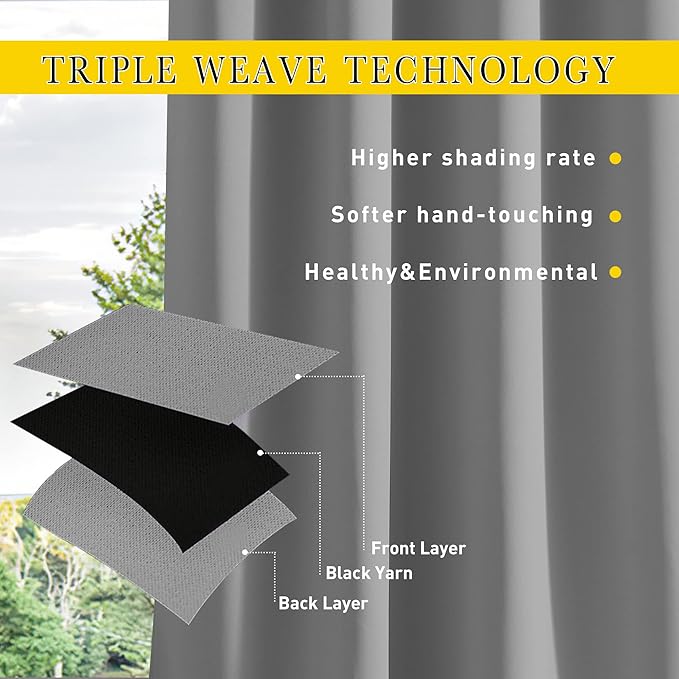 NICETOWN Outdoor Curtains for Patio Waterproof 2 Panels, W100 x L95 Windproof - Image 7