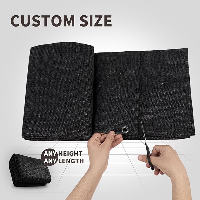 LOVE STORY Custom Size 3'x22' Black Balcony Privacy Screen, UV Block Privacy - Image 2