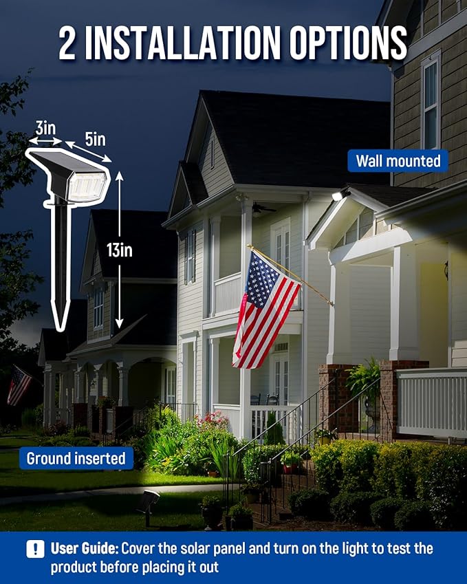 Solar Spot Lights Outdoor 63 LED 3 Lighting, Waterproof IP65 Modes Spotlights - Image 5
