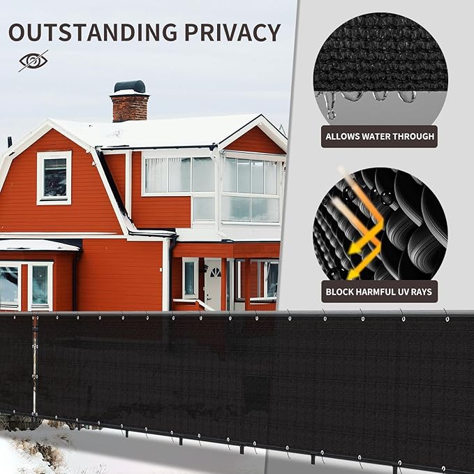LOVE STORY Custom Size 3'x13' Black Balcony Privacy Screen, UV Block Privacy - Image 4