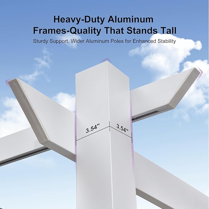 PURPLE LEAF 10' x 10' Outdoor Aluminum Pergola White Heavy-Duty Retractable - Image 6