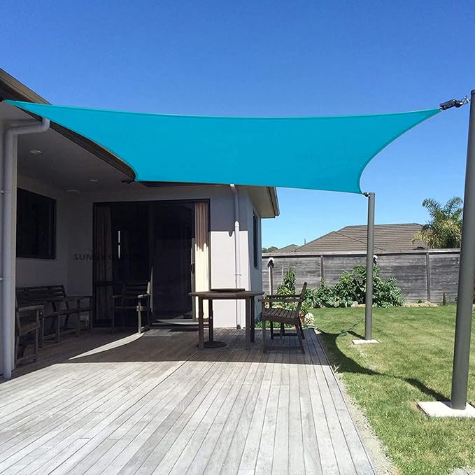 SUNNY GUARD Custom Size 5'x8' Turquoise Blue Sun Shade Sail Rectangle UV Block by SUNNYGUARD