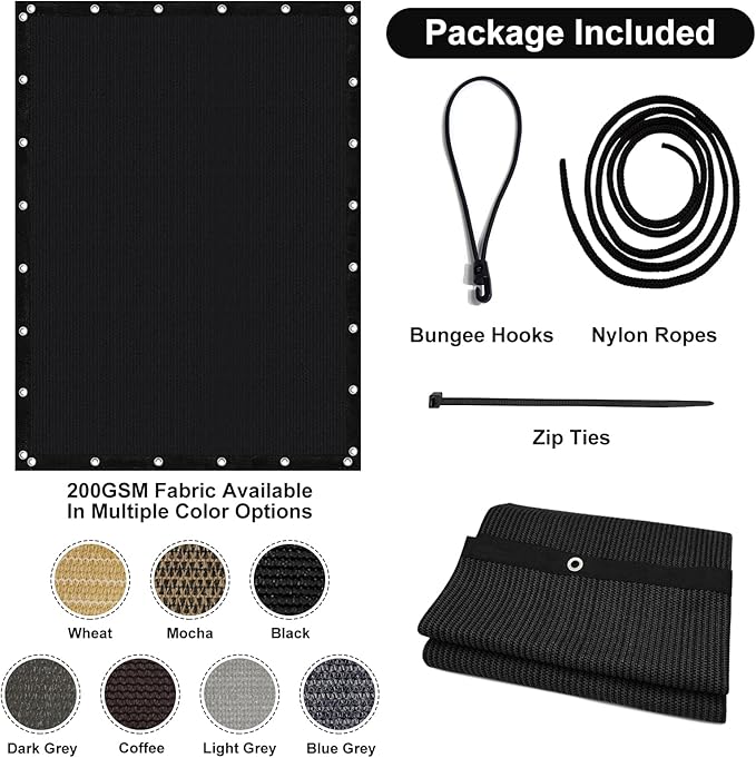 Artpuch 90% Sun Shade Cloth, 10 x 10 FT Pergola Shade Cover Canopy - Image 7