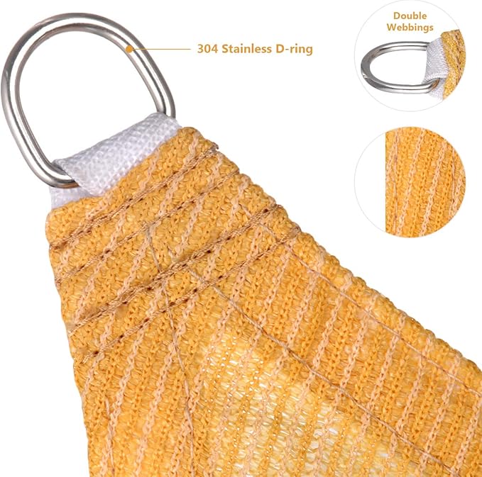 Eden's Decor Straight Flat-Edged Sun Shade Sail Rectangular 5' x 6' Wheat - Image 2